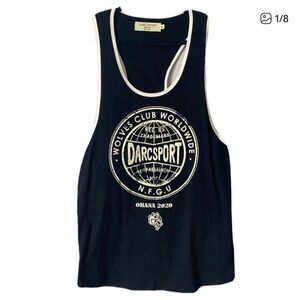 Darc Sport Shirt Mens Medium Black Tank Top Wolves Club NFGU Ohana Graphic Logo